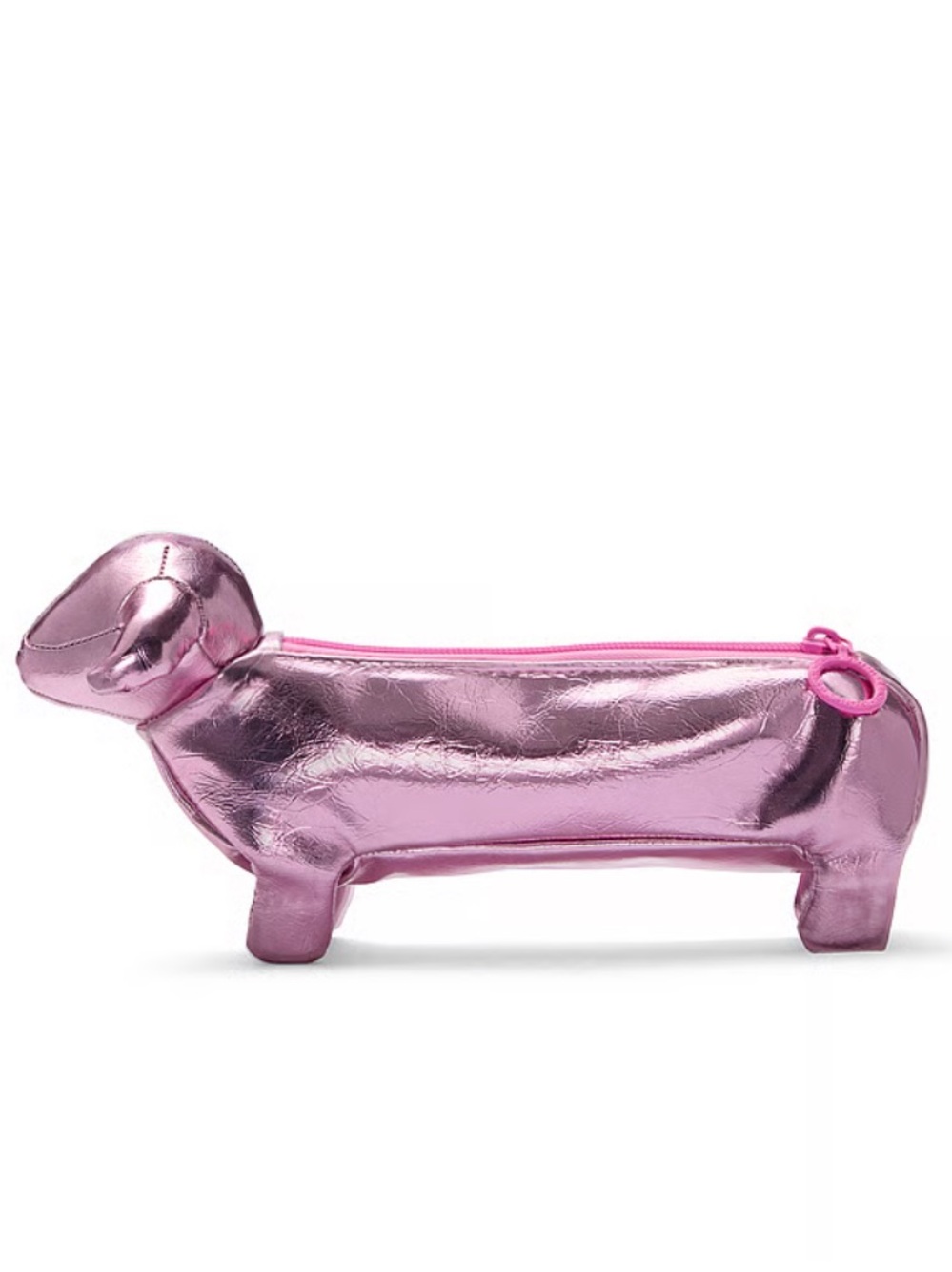 Victoria Secret Pink Metallic Dachshund zipper pouch new
